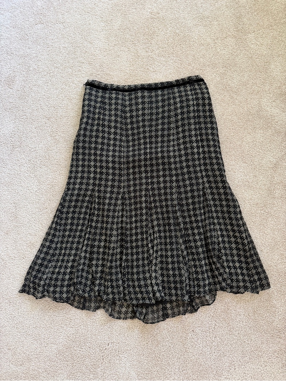 Anne Klein Black and light brown Houndstooth Flared Skirt